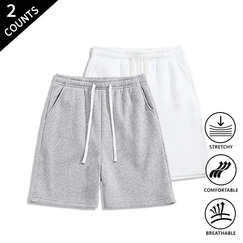 Summer Wins Men’s 2-Pack Casual Shorts, Breathable & Stretchable, Elastic Waist with Pockets for All-Day Comfort