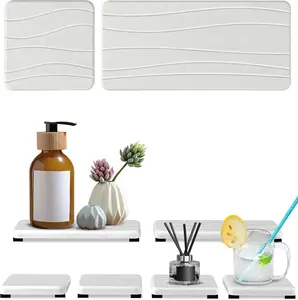 6 count Stone Soap Tray for Kitchen Sink, Stone Drying Tray for Bathroom Counter, Diatomite Soap Dish,Fast Drying Stones Sink Trays, Water Absorbing Diatomite Coasters for Sinks