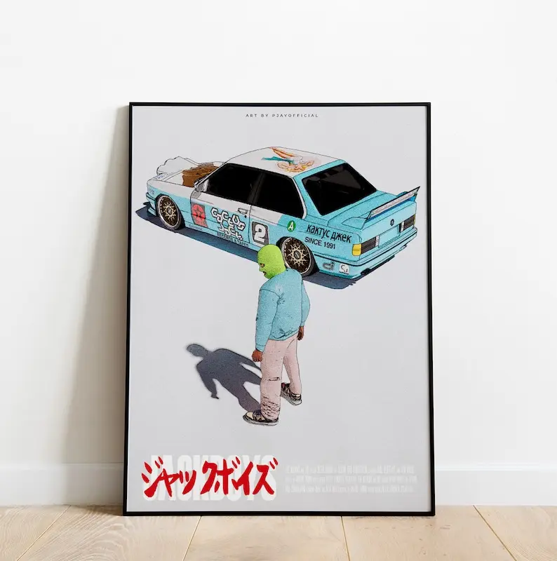 Jackboys BMW E30 Akira style poster hip hop utopia