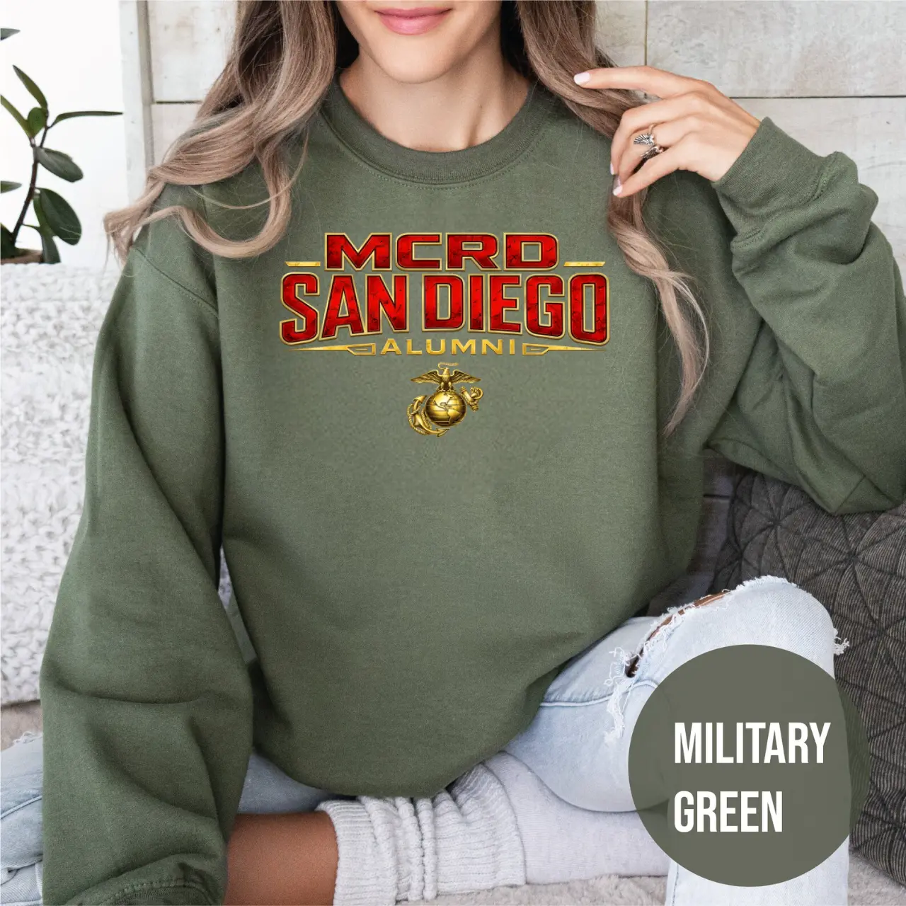 Women/tops,women,casual,long sleeve,pullover - MCRD San Diego Alumni Sweatshirt - Official West Coast USMC Boot Camp Tribute Veteran Sweater