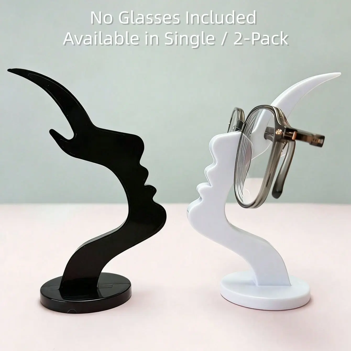 Unique Curved Silhouette Glasses Display Stand - Durable Plastic Eyewear Organizer Non-Slip Desk Accessory Practical Minimalist Spectacle Holder for Living Room & Study Room Decor Decoration Display Rack