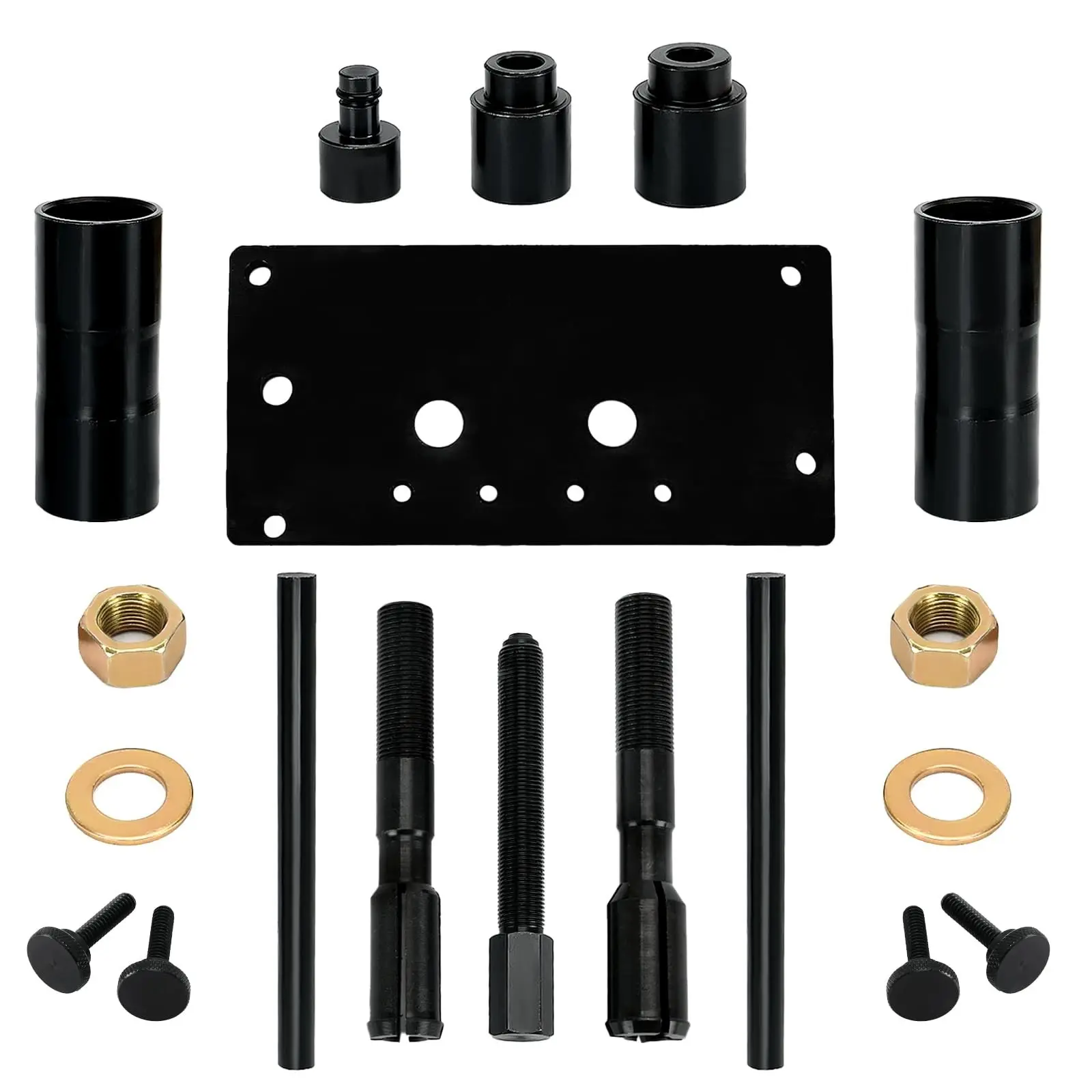 Twin Cam Inner Bearing Installer & Puller Tool Kit for Harley Davidson 1999-2017 Engines, Bearing Puller Tool, Black Steel Bearing Plate, 4x Thumb Screws, Collet & Fine Threaded Component, New Removal Hole