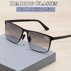 Multifunctional 3in 1 Business Reading Glasses Men Women Anti Blue Light Reading Eyeglasses High Definition Glasses