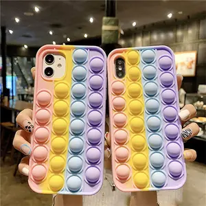 Push Bubble Fidget Toys Phone Case for IPhone 11 12 13 14 Pro Max Mini XS XR X 8 7 6 6S Plus SE 2020 IPones Soft Silicone Cover Protective Smartphone Shockproof Protector