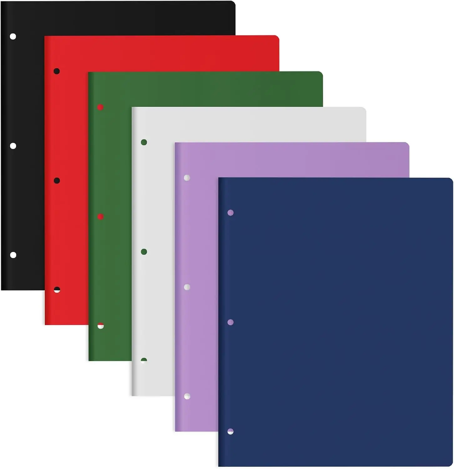 6 Pack 4 Pocket Paper Folders, Fits 3 Ring Binders, Letter Size File Folders for 8.5 x 11 Inch Paper, Assorted Color School Folders for Students, Office, Home & Document Organization