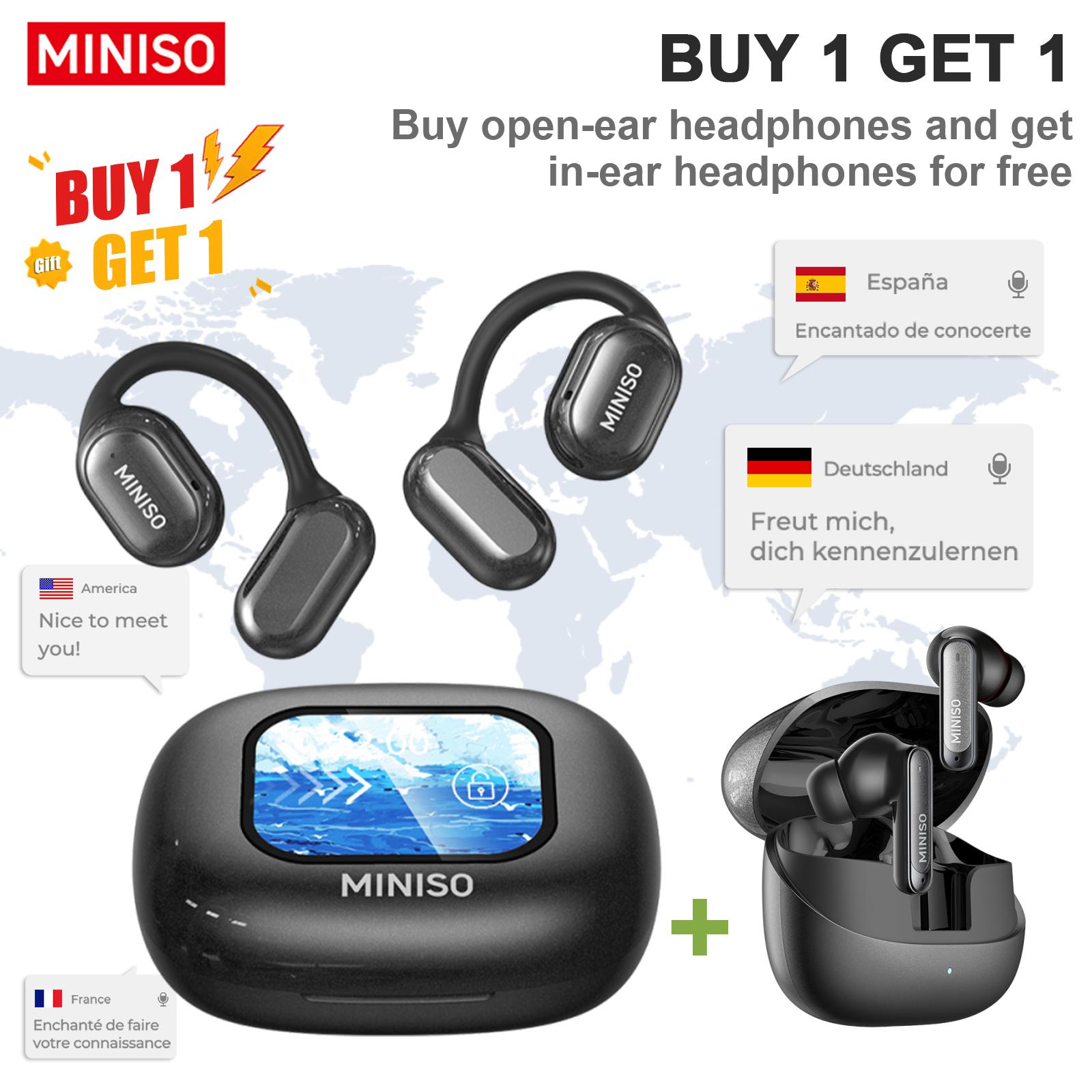 【Buy 1 Get 1 Gift Free】MINISO X30 OWS Open Ear Bluetooth Earbuds, MS106 Wireless Earbuds Bluetooth 6.0 Earphones, In Ear Earbuds, HIFI Sound Quality IPX5 Waterprooof 35Hours Play time Wireless Headphones Touch Control Built-in Mic Hearphones