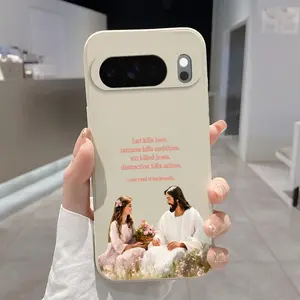 Rounded Edge Phone Case for Google Pixel 10 9 XL 8 7 Pro A  Divine Love Moment Pattern Anti-Scratch Shockproof TPU Bumper Drop-proof Cover Cellphone Protective