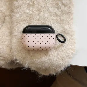 Matte Foundation Polka Dot + Ring Earphone Case for Apple AirPods Pro 3/2/4/3/2, Fashionable Women's Earphone Case, Headphone Accessories