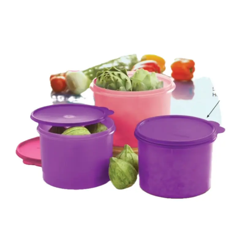 Home & Kitchen Multi-Size Round Plastic Food Storage Canister Set - 9/14 Cups, Purple/Pink, Stackable, Dishwasher-Safe Containers for Snacks, Lunches, Organizing Kitchen, Personalization