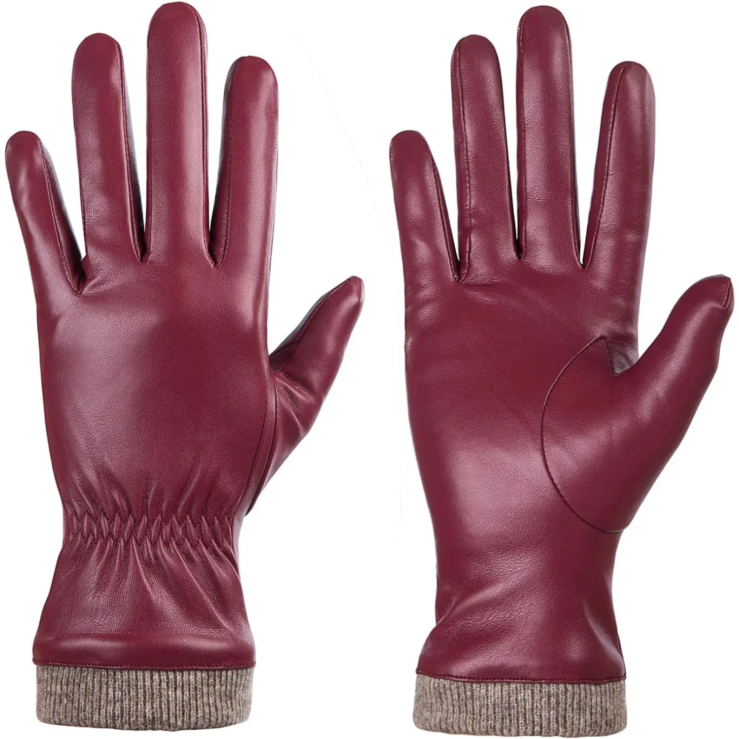 Women Winter Leather Gloves Wool Fleece Lined Warm Touchscreen Texting Thermal Snow Driving Gloves
