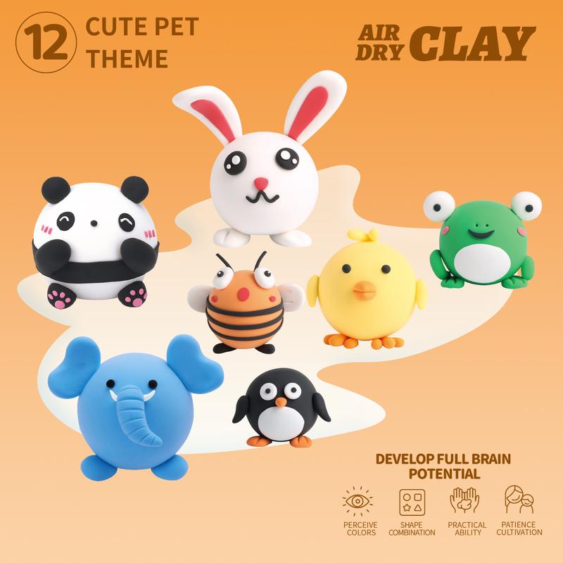 【LOUFOR】Air Dry Clay Kits - Modeling Clay for Kids, Ultra Light & Soft, Safe & Non-Toxic, DIY Airdryclay Kit with Sculpting Tools and Tutorials, Creatible Art Crafts Toys Gifts for Boys Girls，[XmasGifts]   Plastic Gift Set,Blackfriday,Christmas