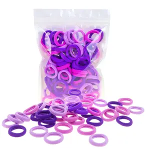 100 Pack Purple colorful Nylon Small Elastics Hair ties ' Ponytail holder