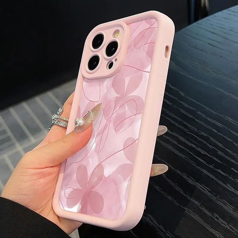 Line Art Pink Flower Polycarbonate iPhone Case - Slim Fit, Durable, Shockproof Smartphone Accessory with Camera Protection, Multi-Model Standard Edition for iPhone 11,12,13,14,15,16,17 Pro,Max,Air,Plus, Cellphone