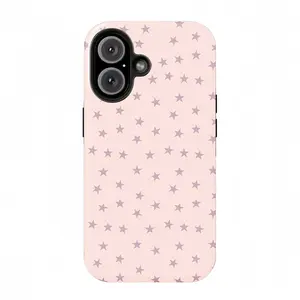 Pink star phone case, compatible with iPhone 17, 16, 15, 14, 13, 12 Pro Max Plus, smartphone case, shockproof, protective case, cover, dual-layer protective case, gift-ready