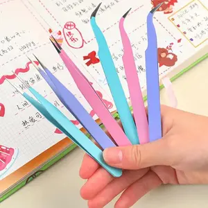 3 Sets Stainless Steel Tweezers, Colors, Straight & Curved Design, Professional Salon Quality Tools