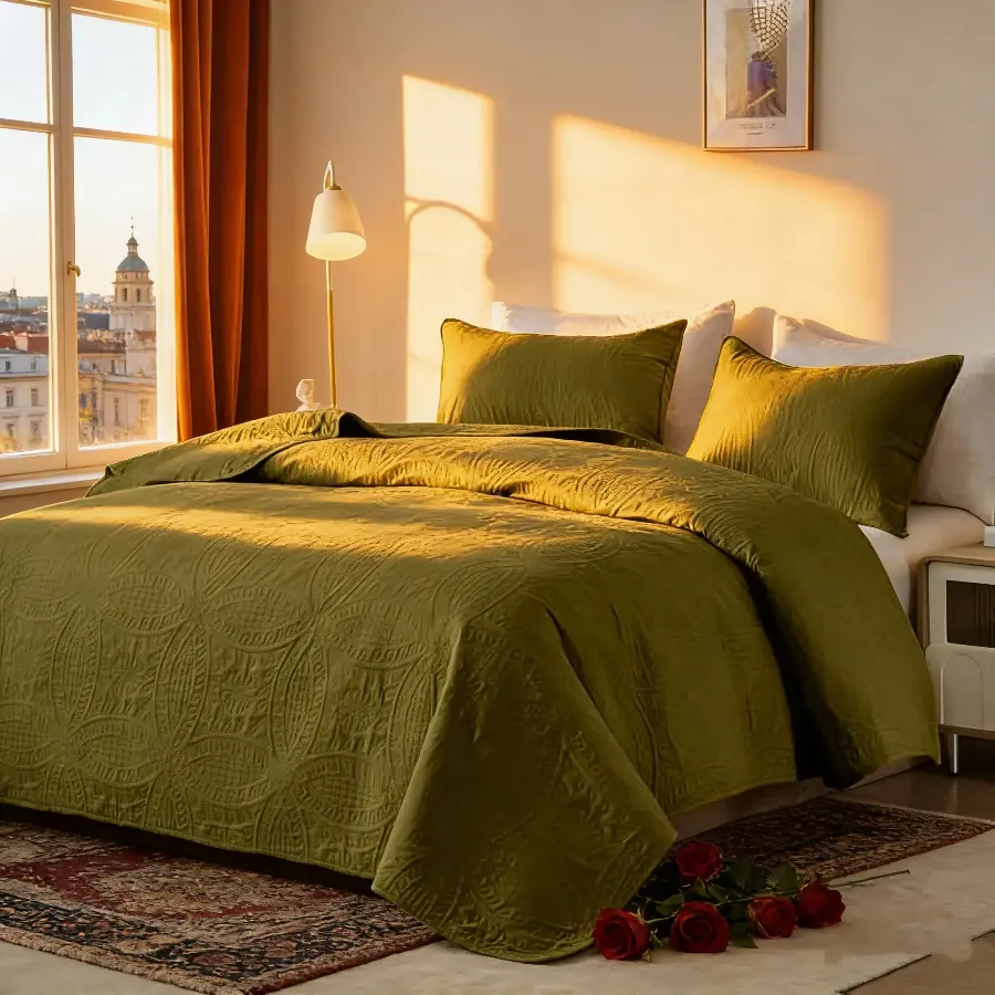 【Christmas Gift】3pc Quilt Bedspread Sets Ultra Soft Microfiber Quilts For Queen King Size Bed Coverlet Lightweight Reversible Bedspread Modern Style Coin Pattern Coverlet For All Season Use 1 Bedspread & 2 Pillowcases Bedding Set Quilted Room Home Decor