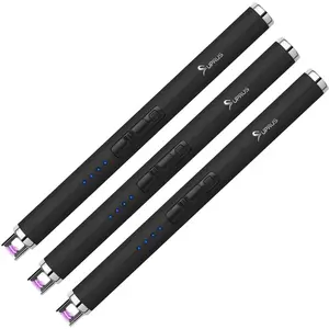 Candle Electric USB Lighter Safety Switch Flameless Plasma Windproof Size (Black&Black&Black)