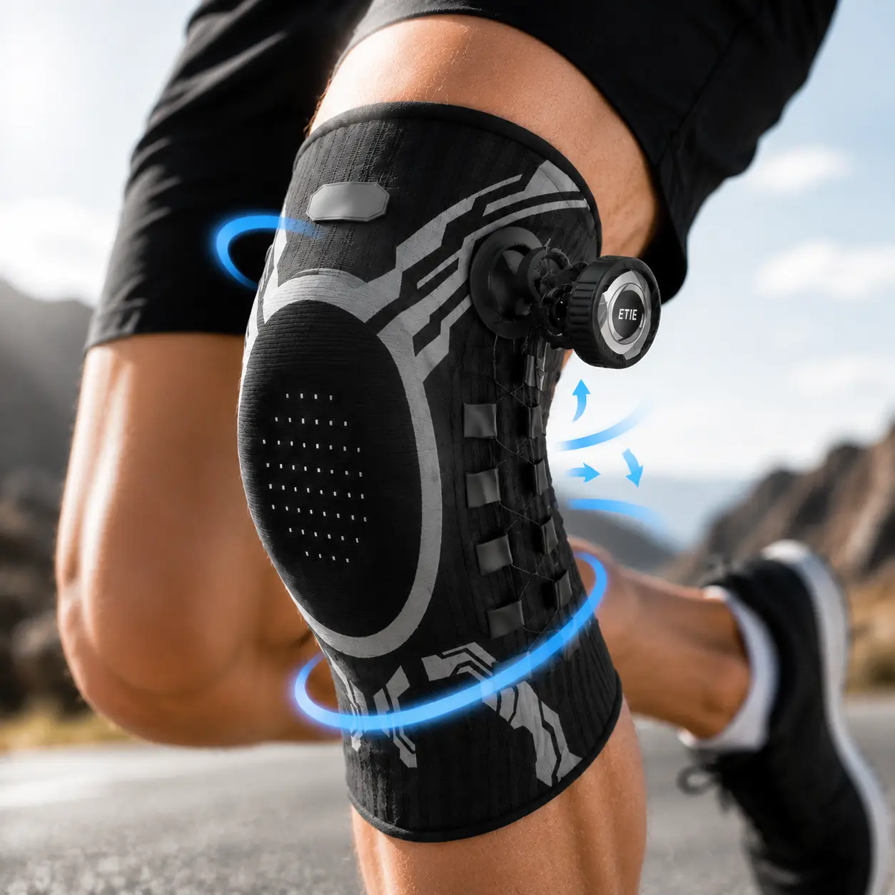 DIYCOM Breathable Compression Knee Brace with Side Stabilizers & Shock Absorption Pad – Adjustable Knee Support for Running, Gym, Basketball & Joint Pain Relief summerwins