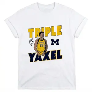 [MADE IN US] Michigan Wolverines Yaxel Lendeborg T-Shirt - Triple M Comic Art Signature Graphic Tee - Hype Streetwear for College Hoops Fans