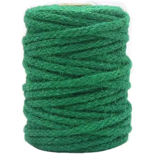 Green Garden Twine 100 Feet x 5mm Wide Braided Jute Rope for Gardening, Crafting, Packing and Bundling