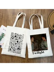 Twilight Funny Shopping Bag Graphic Tote Harajuku Women Canvas Shoulder Bag Female Ulzzang Eco Large-Capacity