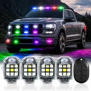 Wireless RGB LED Strobe Light with Remote Control, USB Rechargeable Anti-Collision Warning Light for Car Motorcycle Bike Drone