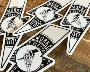 (3pcs) Skelly Bolt - Electrical Workers - Weatherproof Vinyl | LINEMAN Hard Hat Sticker | Blue Collar Stickers