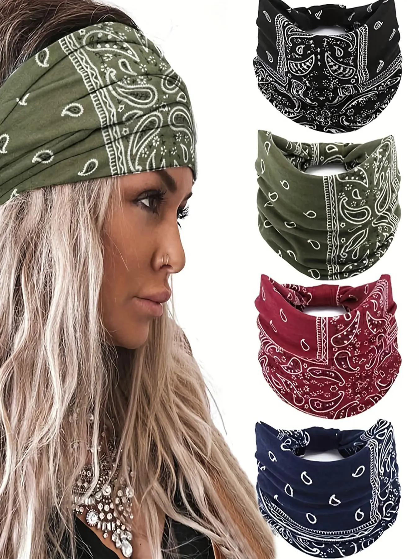 Boho Paisley Print Knotted Hair Band, Casual Elastic Hair Band for Women & Men, Fashion Hair Accessories for Running, Workout and Daily Wear, Workout Hairband, Elastic Headbands