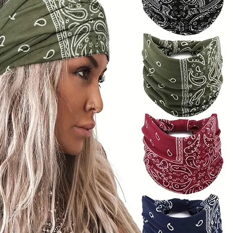 Boho Paisley Print Knotted Hair Band, Casual Elastic Hair Band for Women & Men, Fashion Hair Accessories for Running, Workout and Daily Wear, Workout Hairband, Elastic Headbands