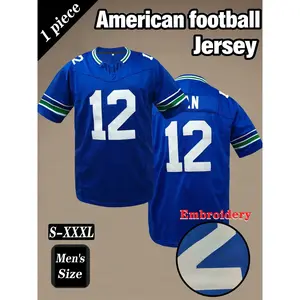 Men's American Football Jersey, Seattle #12 Fan Embroidered Breathable Rugby Sportswear, Casual Loose Fit T-Shirt for Outdoor Sports, Athletic Tops