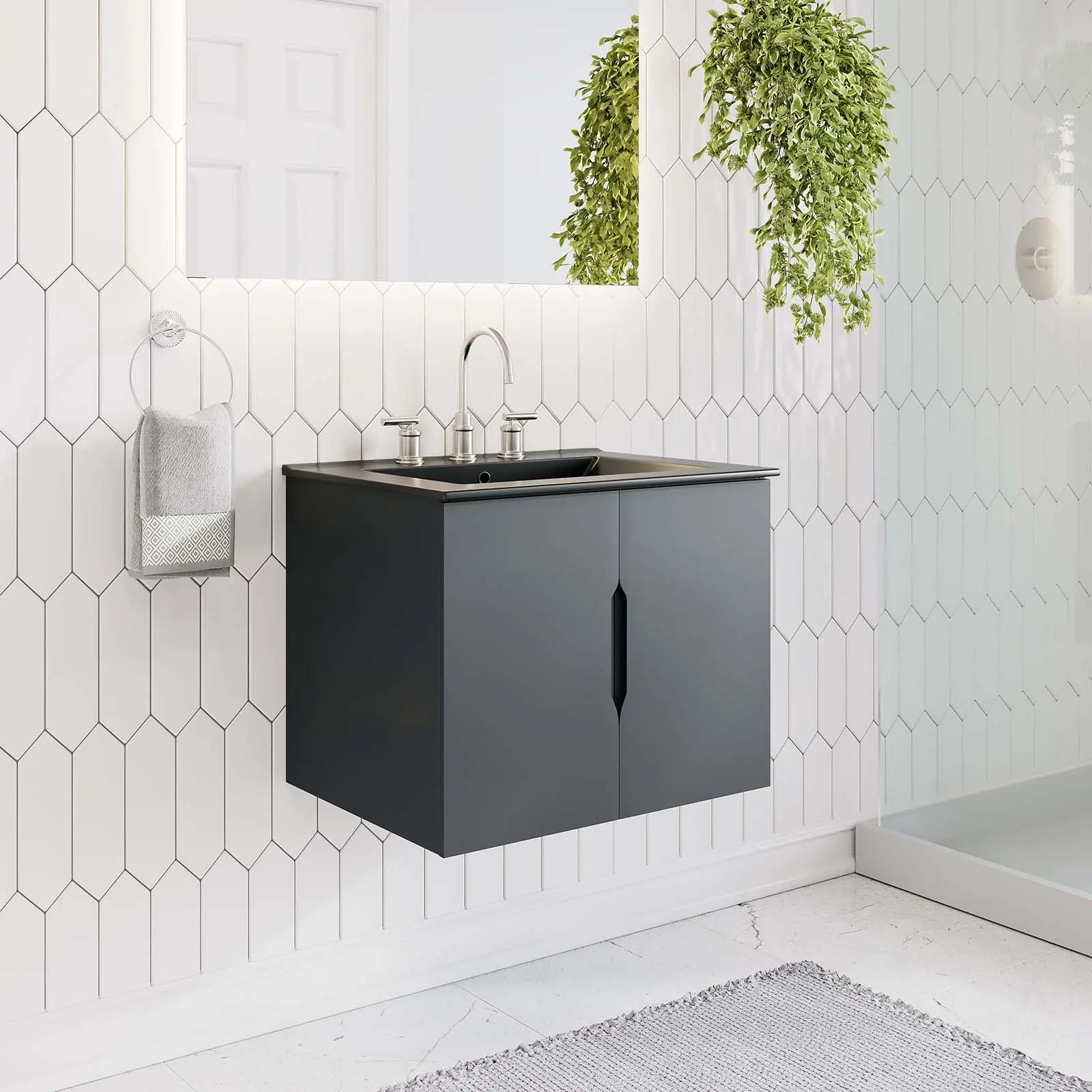 Modway Vitality 24-in Gray Bathroom Vanity Cabinet with MDF Cabinets (Sink Basin Not Included)