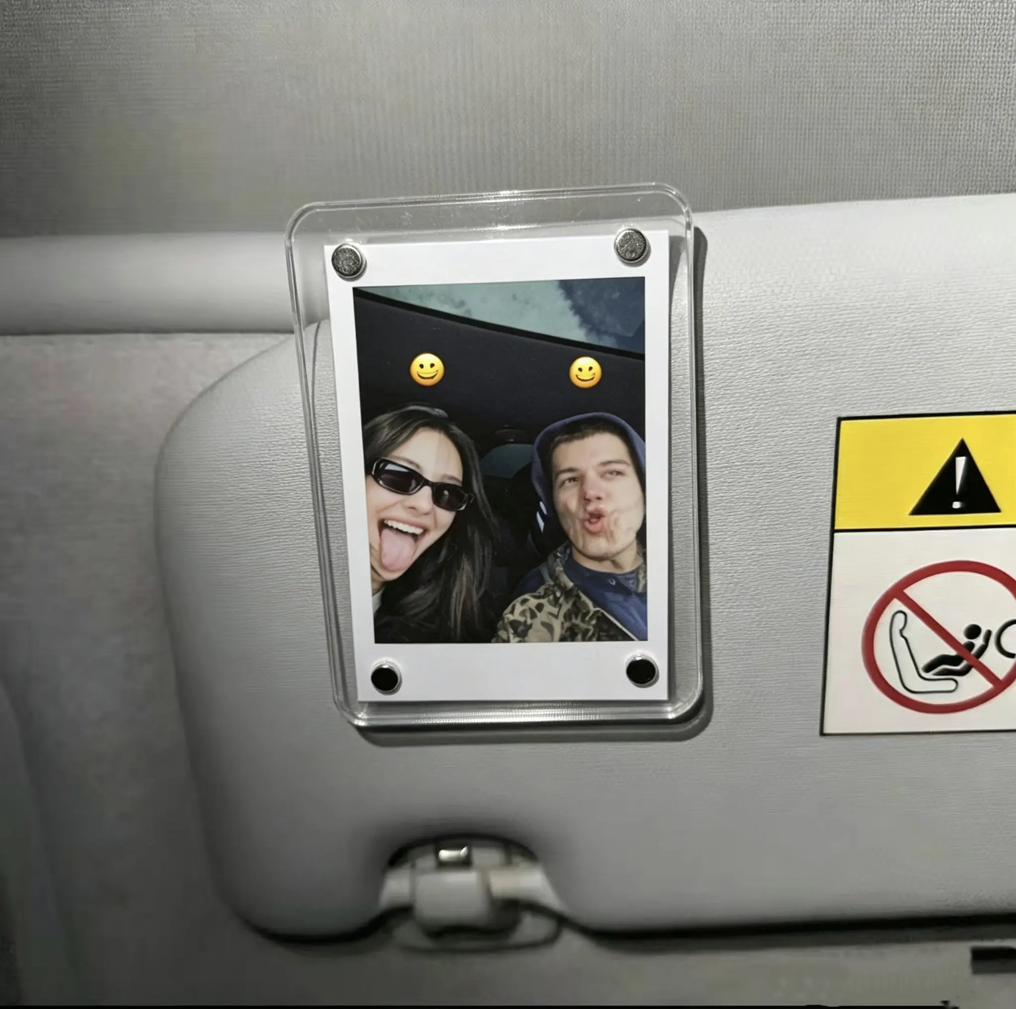 2 Pack Clear Acrylic Car Sun Visor Photo Clips, Mini Instant Picture Display Frames for Small Pocket Instant Photos, Stylish Vehicle Interior Decor, Sweet Keepsake Gift for Drivers, Couples, Family & Pet Memory Photos