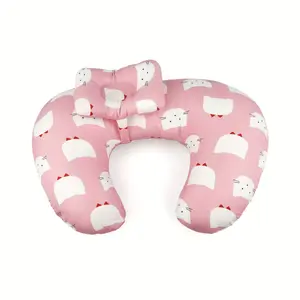 Ergonomic U-Shaped Nursing Pillow  Breastfeeding Support for Moms with Removable Polyester Cover  Machine Washable, Portable & Compressible Waist & Neck Cushion  Pink Cat Pattern