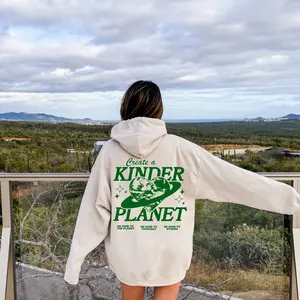 Create A Kinder Planet Hoodie, Trendy Sweatshirt, Aesthetic Y2K Hoodie, Preppy Hoodie, Perfect Gift Apparel Womenswear Tops
