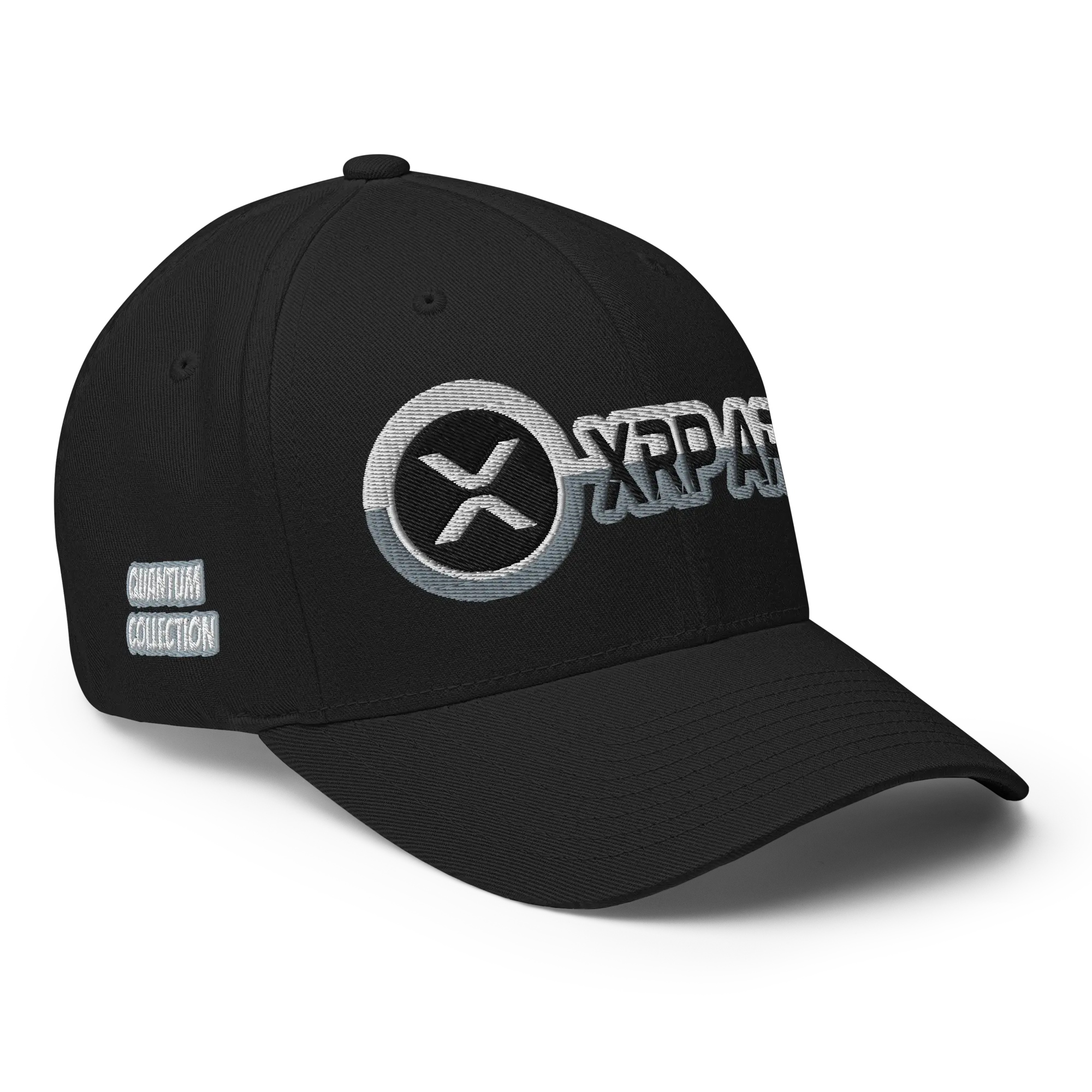 XRP ARMY Quantum Collection Embroidered Black/Grey Structured Cap – Premium Crypto Streetwear Hat