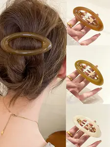 Vintage Acrylic Hair Clips for Women, Simple Bun Hairstyle Spring Barrettes, Elegant Ponytail Headpiece, 1 Piece/4 Pieces Set