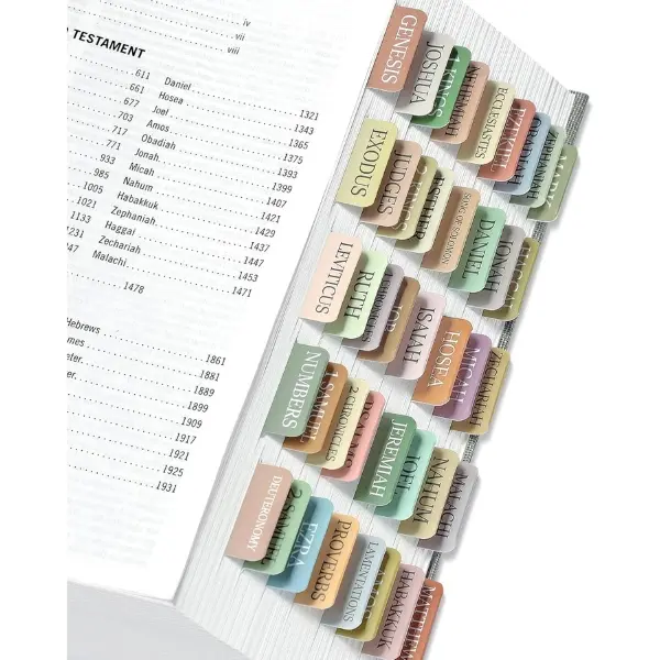 Laminated Bible Index Tabs - Boho-Themed Office Index Dividers for Women, Large Print Font, Easy Navigation, Study Bible Guide & Reference Included, Office Stationery Labels & Stamps