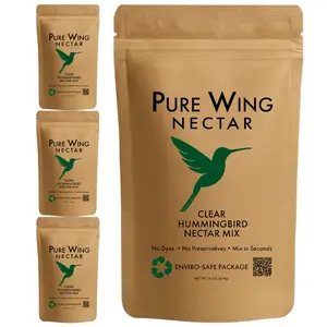 Clear Hummingbird Nectar Mix – 4 Pack, Dye-Free Sugar Nectar for Feeders, Easy 1:4 Mixing, 4 × 16 oz (64 oz Total)