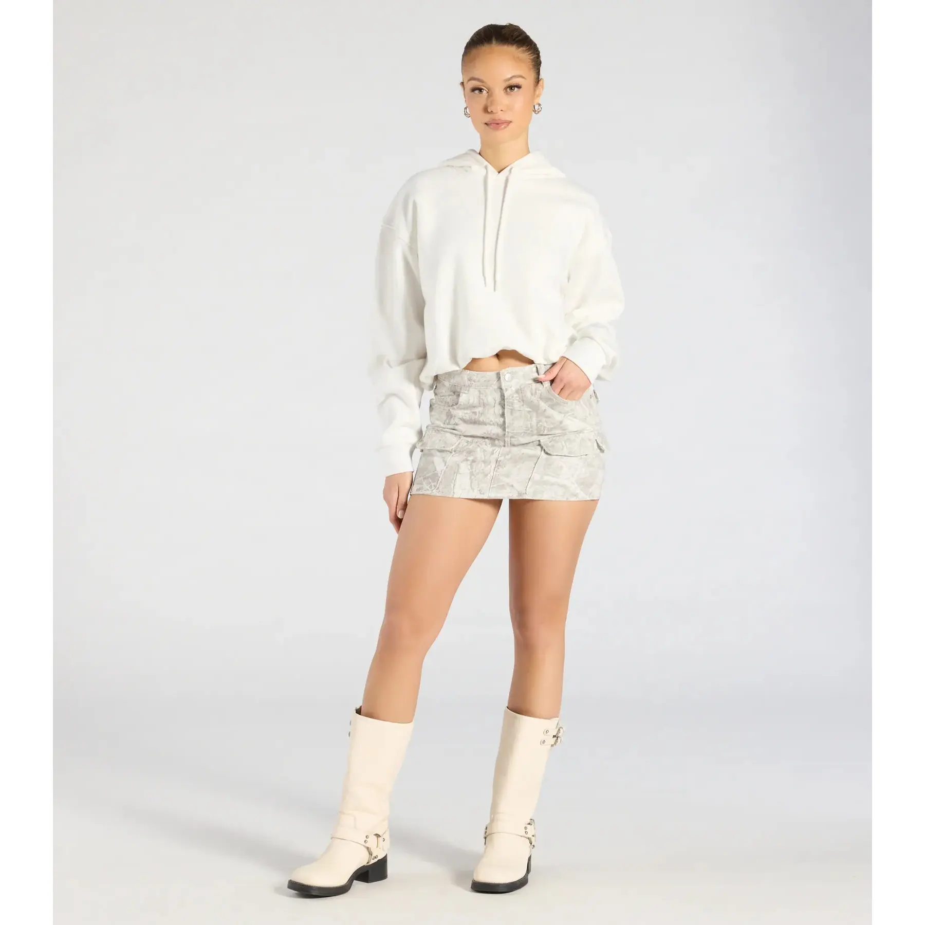 Cutie Cadet Cargo Denim Mini Skirt