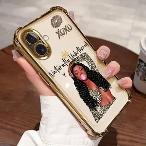 For iPhone 16 15 14 13 12 11 Pro Plus Promax airbag bumper shockproof clear phone case acrylic hybrid bumper phone cover hot girl