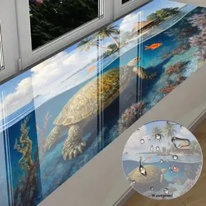 Pack of 2, Tropical Submarine Island Wall Sticker, Decorative Decal, Self-Adhesive, Waterproof, Durable Material, Suitable for Desk, Home Decoration, Office Space, Quiet Island and Vibrant Submarine Scene, Easy to Stick No Residual Glue