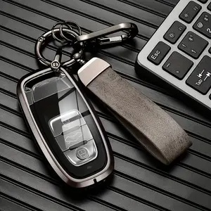 Suitable for Audi A6/A7/A8/RS6/Q5/Quro/Q3/Q7/R8/Q5/Q7/S3/S4/S5/S6/S7/S8/S5/RS5/RS7/A4/A5 fashionable and simple keyset+high-end zinc alloy keychain accessory key protection case
