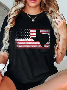 100% Cotton American Flag Texas 4th of July Vintage Gift Men Women Retro T-Shirt