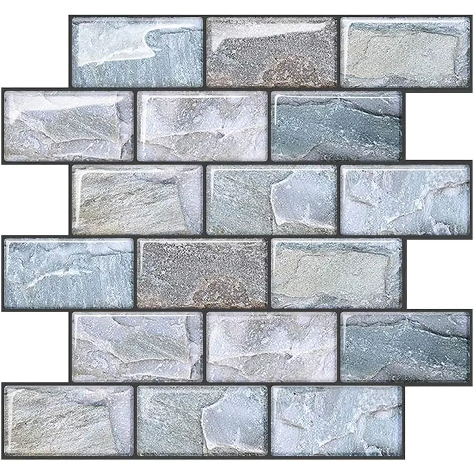 3D Peel and Stick Subway Brick Wall Tiles, 10 Sheets 10"x10.6" for Kitchen & Bathroom Backsplash, Home Improvement Wall Covering Supplies