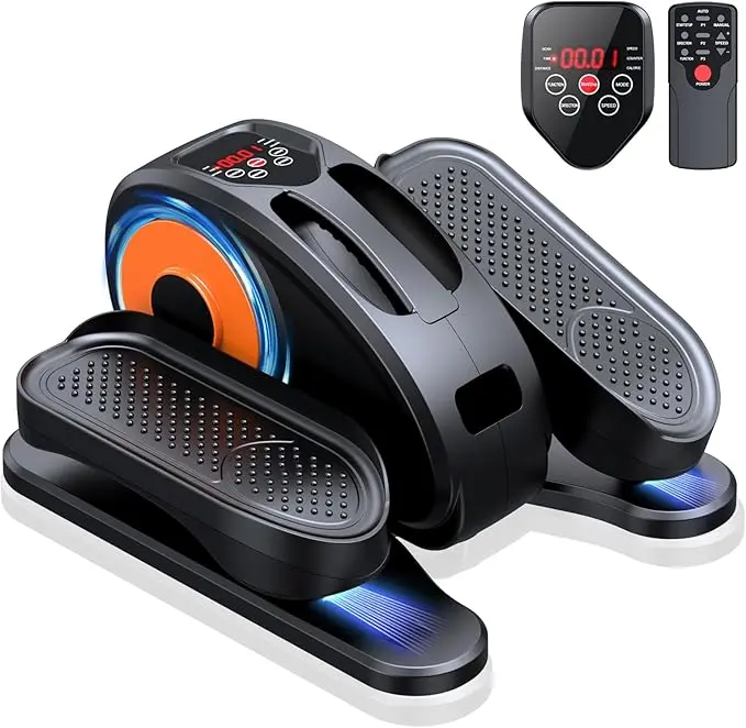 Under Desk Elliptical Machine Electric Leg Exerciser for Seniors 12 Adjustable Speeds Quiet Portable with Remote Control & LCD Display 2-in-1 Modes Low-Impact Exercise Silent Operation