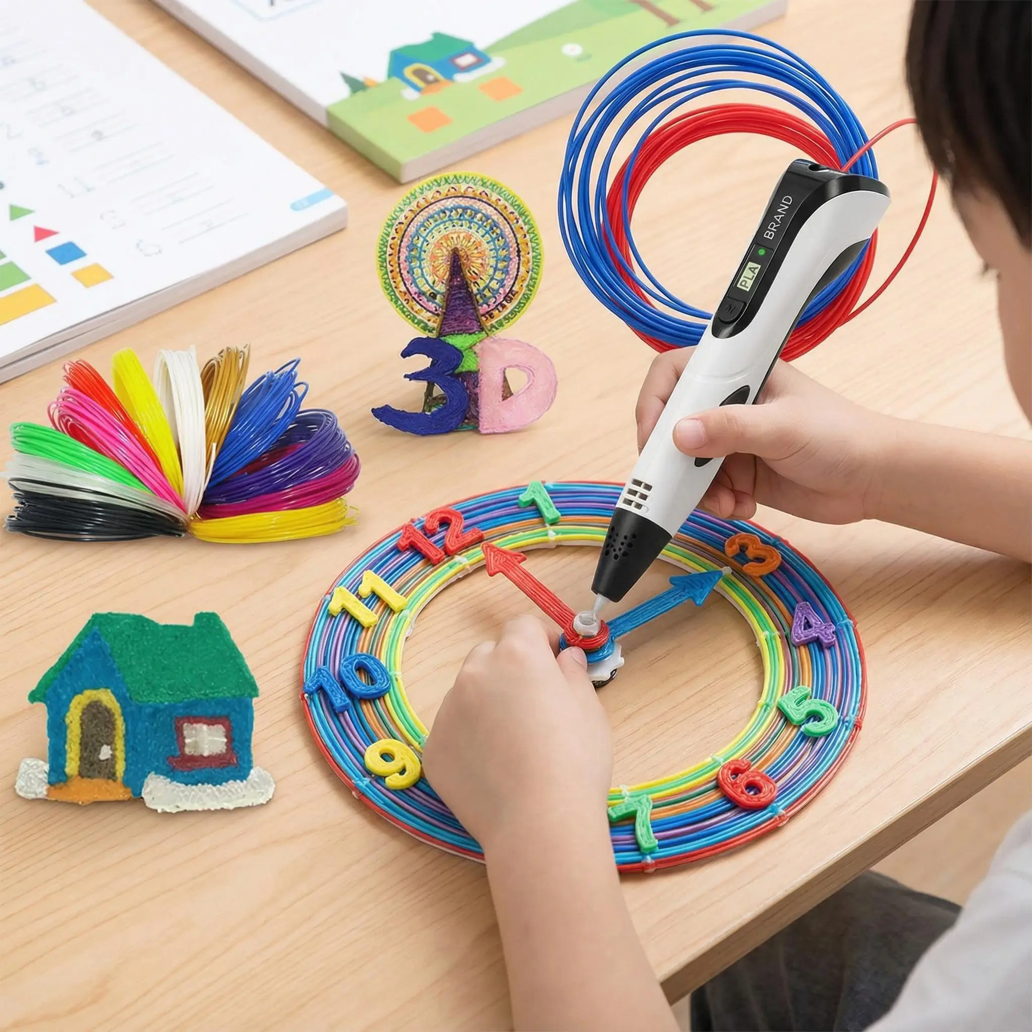 Upgraded Version 3D Art Printing Pen with Type-C Plug, Stepless Speed Adjustment, Temperature Adjustable, USB Power, No Battery Required, DIY Graffiti Tool with Pen Case, Ideal Kids' Gift for Birthdays