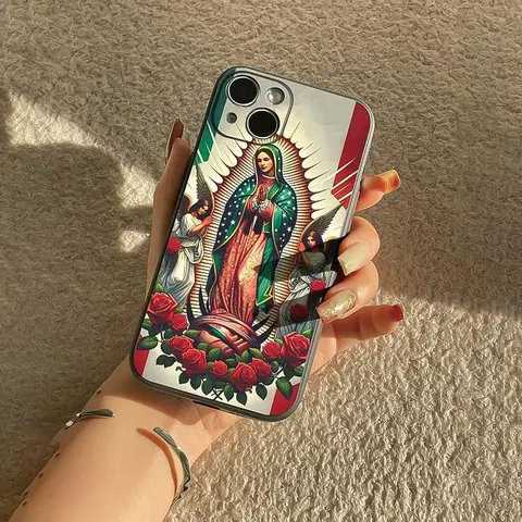 Guadalupe Pattern Cellphone Case, Casing, Shockproof Rugged Cover, Anti-drop Shockproof Durable Full Coverage Phone Protective Cover, Protection, Phone Accessory Compatible with iPhone 11 12 13 14 15 16 Series, Smartphone Protector