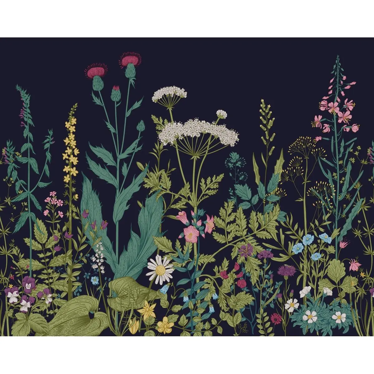 212 MAIN WALS0196 Non-Pasted Pre-Cut Floral Botanical Wall Mural, 6 Panels, 9ft10in x 7ft10in Large Size Vibrant Art Wallpaper for Accent Wall, 9Ft 10In X 7Ft 10In, Vibrant Shades