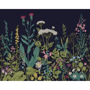 212 MAIN WALS0196 Botanical Fleur Wall Mural, Vibrant Botanical Art, Pre-Cut Panels, Large-Size Wallpaper for Accent Wall