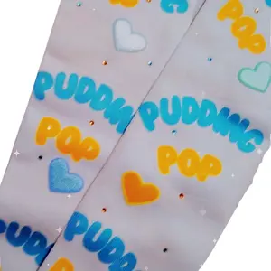Pudding Pop Socks Calf-High Sublimation Socks Style Standout Summer Blue & Gold Hearts One Size Fits Most